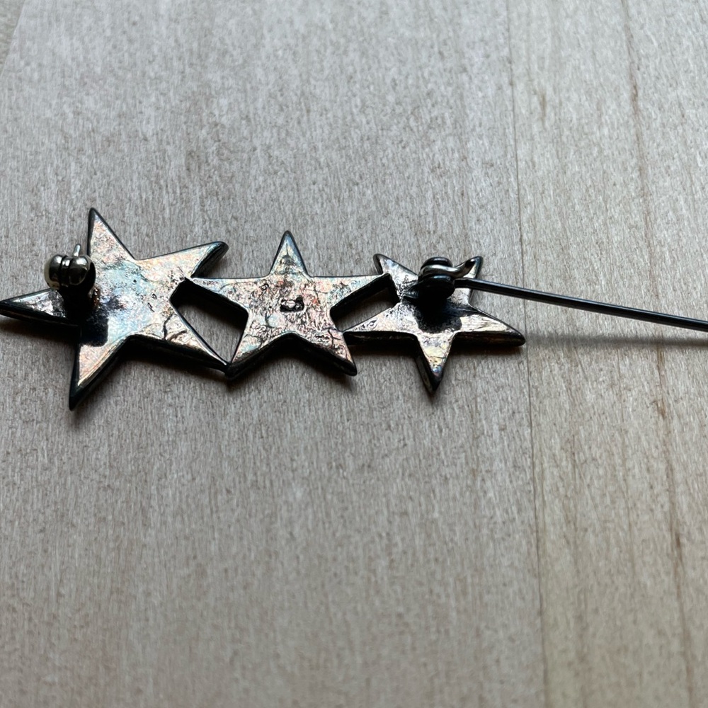 Sterling marcasite star bar pin - Picture 6 of 8